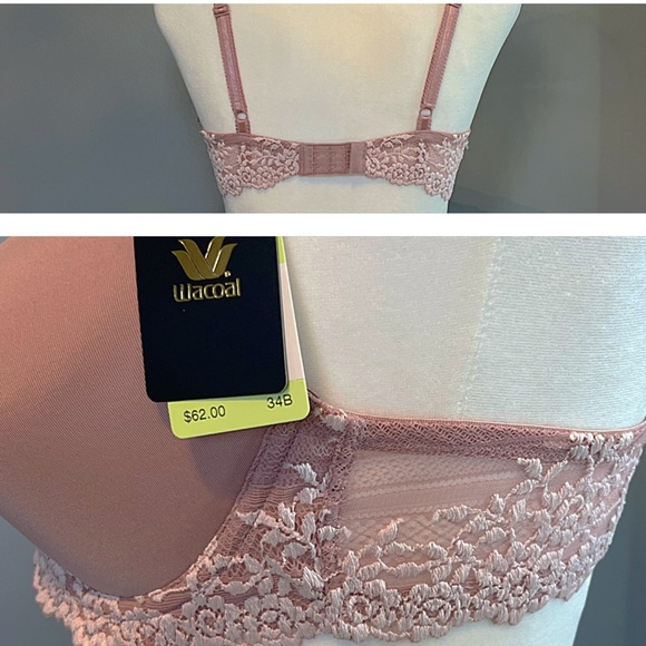 NWT WACOAL Embrace Lace Underwire T-Shirt Bra with foam cups 34B MAUVE purple - Picture 8 of 13